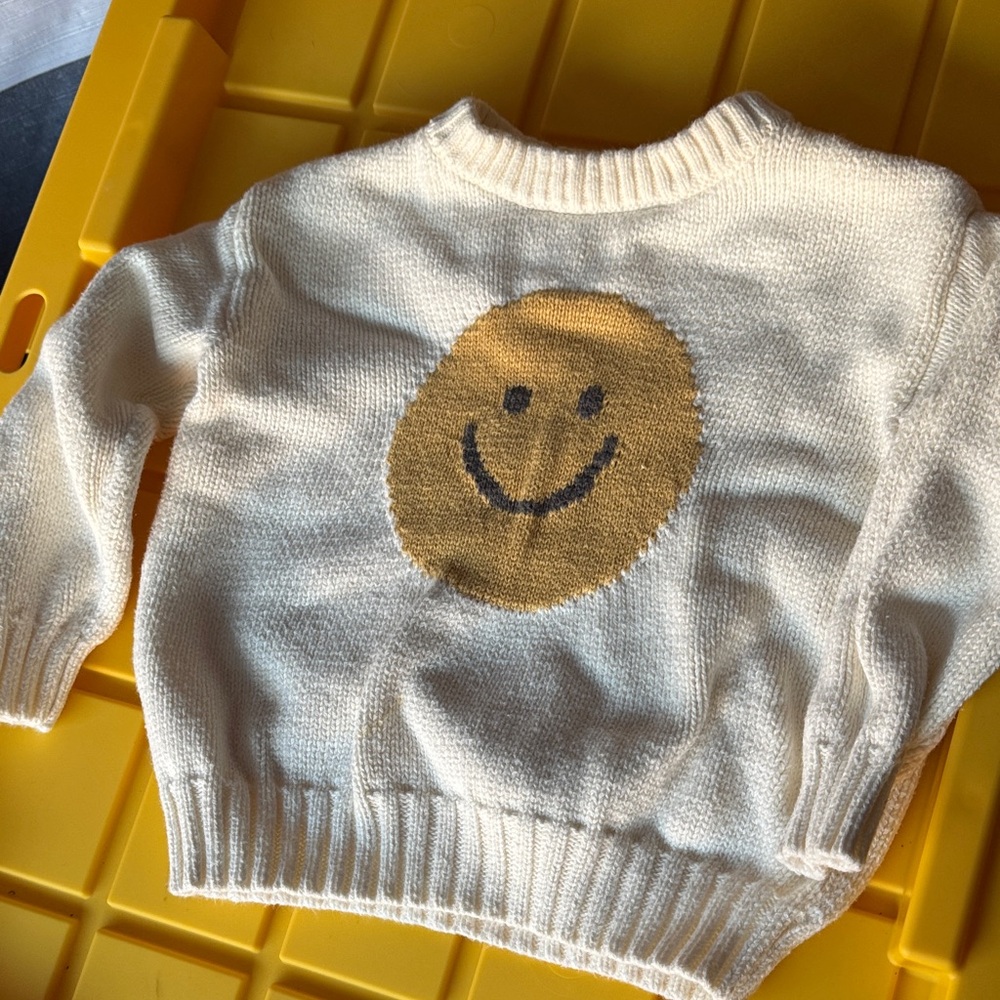 Kids Cream Smiley Face Sweater